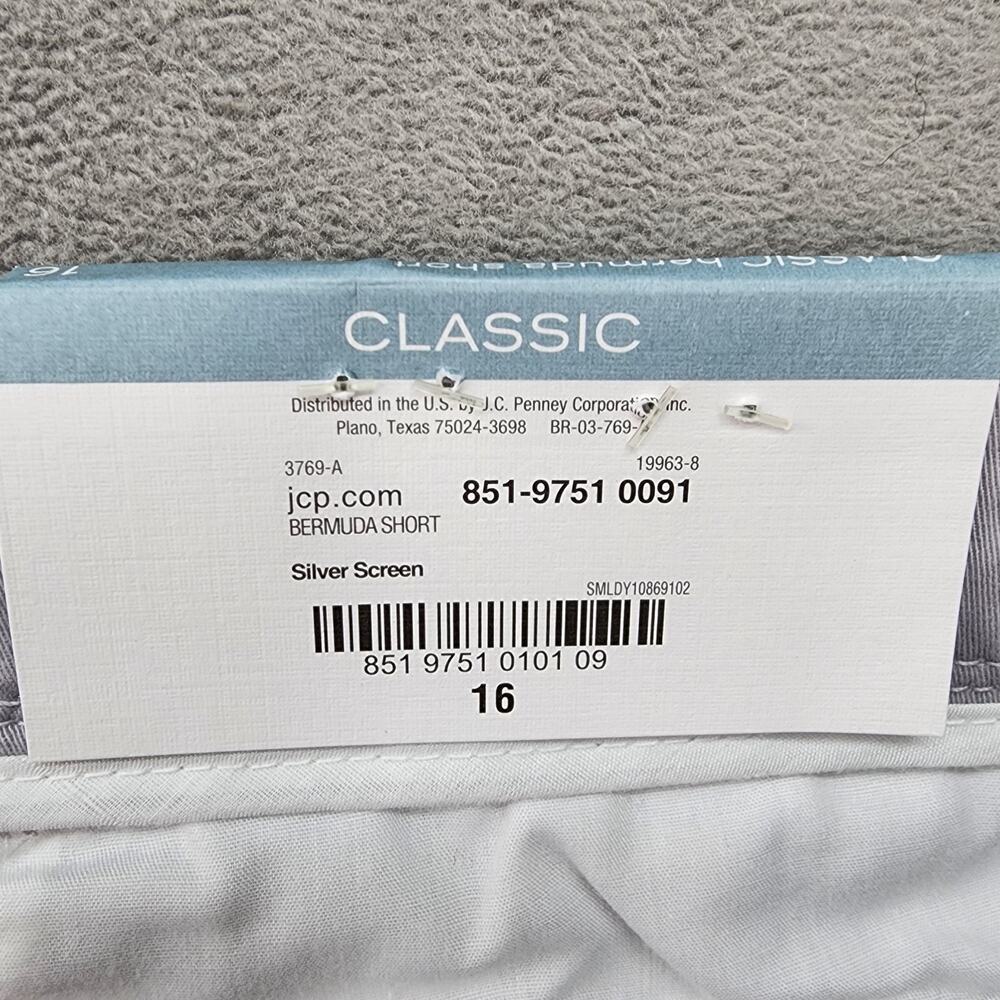 NWT Liz Claiborne Bermuda Shorts Womens 16 Gray Stretch Mid Rise Pockets - Picture 10 of 14